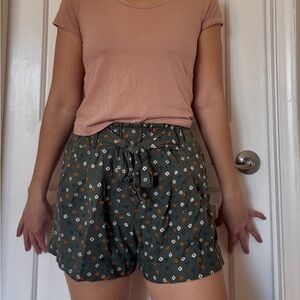 Anthropologie Green Patterned Women's Shorts